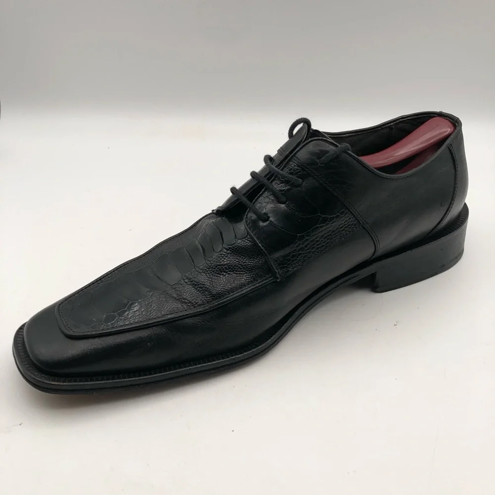 David Eden Regis Men's Size 13 Black Ostrich‎ Exotic Oxford Shoes